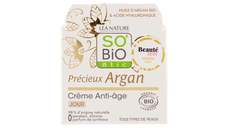 SO'BiO étic Précieux Argan Crème Anti-Âge Jour Tous Types de Peaux