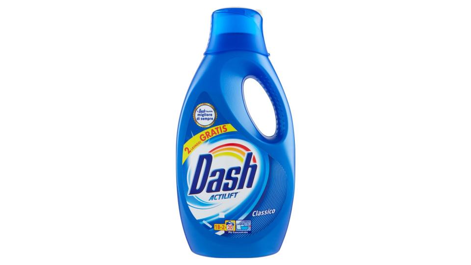 Dash Detersivo Liquido Lavatrice Classico 18 Lavaggi + 2 Gratis =