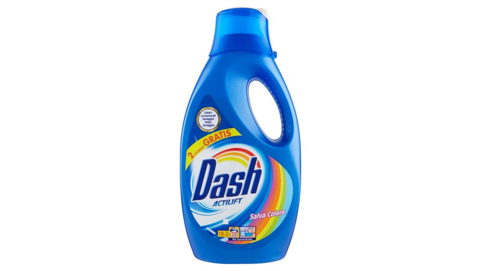 Dash Detersivo Liquido Lavatrice Salva Colore 18 Lavaggi + 2 Gratis =