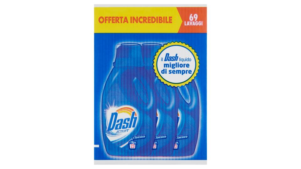 Dash Detersivo Liquido Lavatrice Classico, Offerta Incredibile 69 Lavaggi