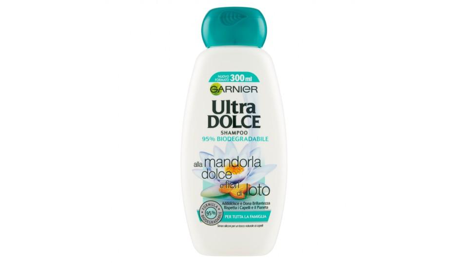 Garnier Ultra Dolce Shampoo alla Mandorla e Fiori di Loto, senza parabeni, coloranti, siliconi