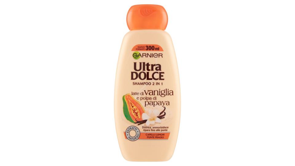 Garnier Ultra Dolce Shampoo 2in1 al latte di Vaniglia e polpa di Papaya per capelli lunghi