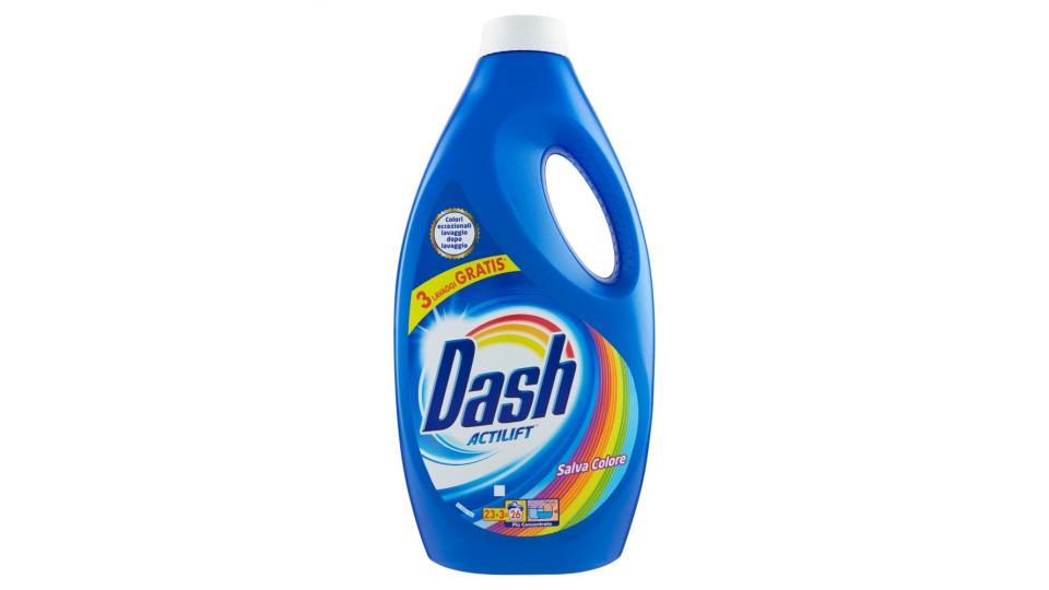 Dash Detersivo Liquido Lavatrice Salva Colore 23 Lavaggi + 3 Gratis =