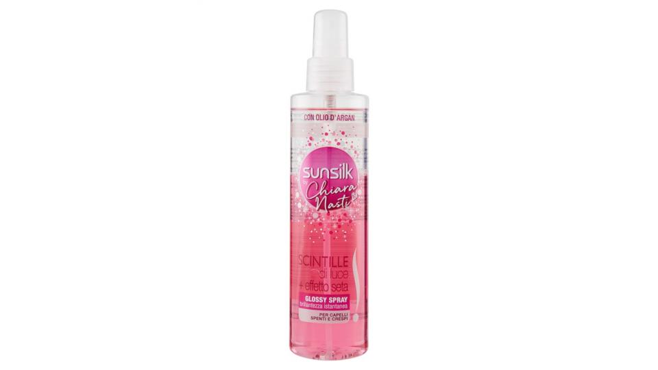 sunsilk Scintille di luce + effetto seta Glossy Spray per Capelli Spenti e Crespi