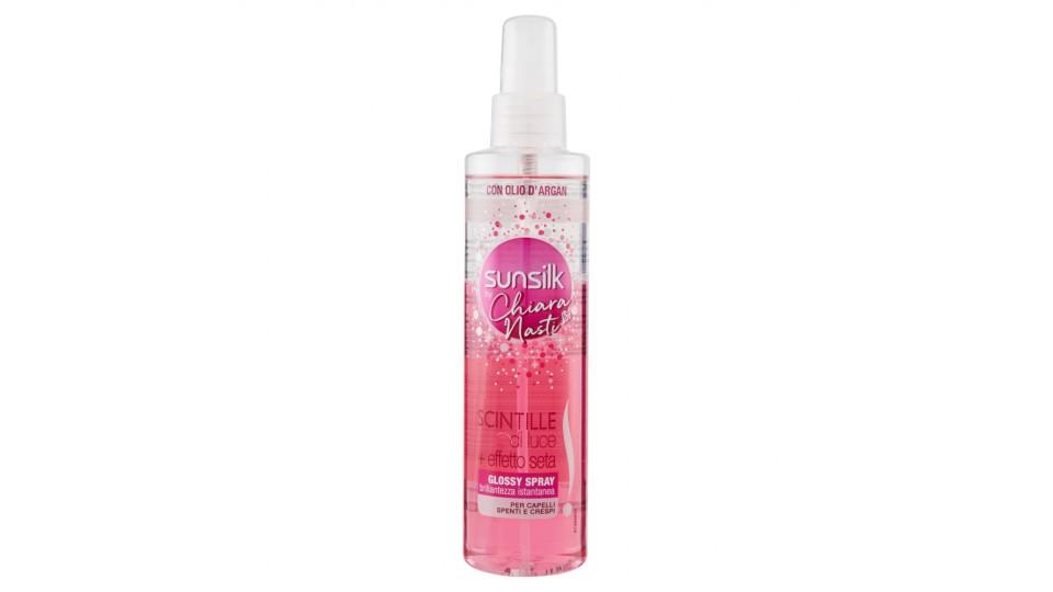 sunsilk Scintille di luce + effetto seta Glossy Spray per Capelli Spenti e Crespi