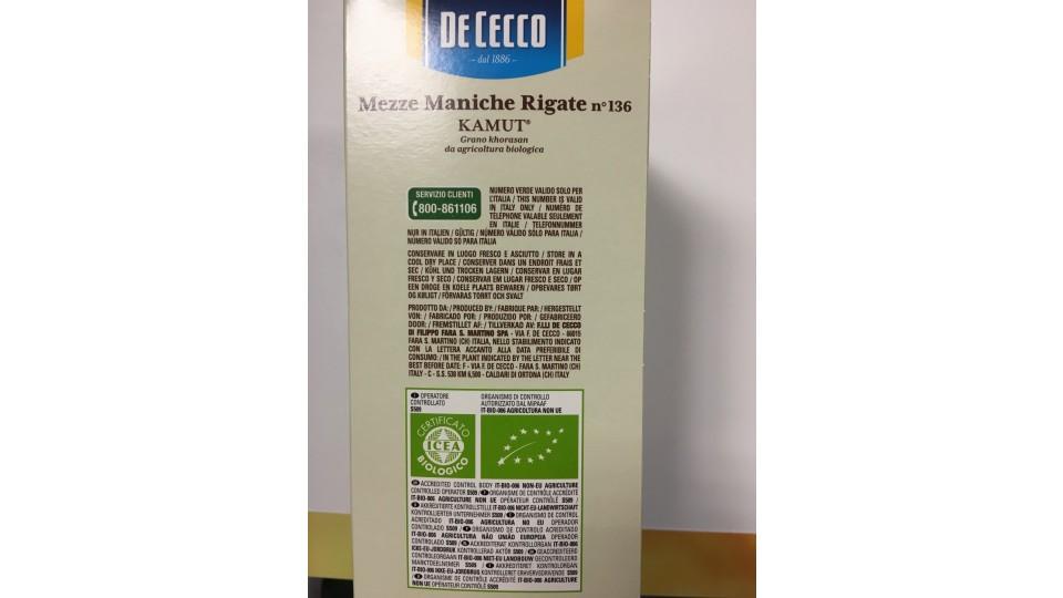 De cecco kamut mezze maniche rigate n.136