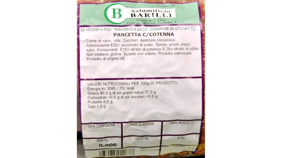 Pancetta con cotenna Barilli trancio