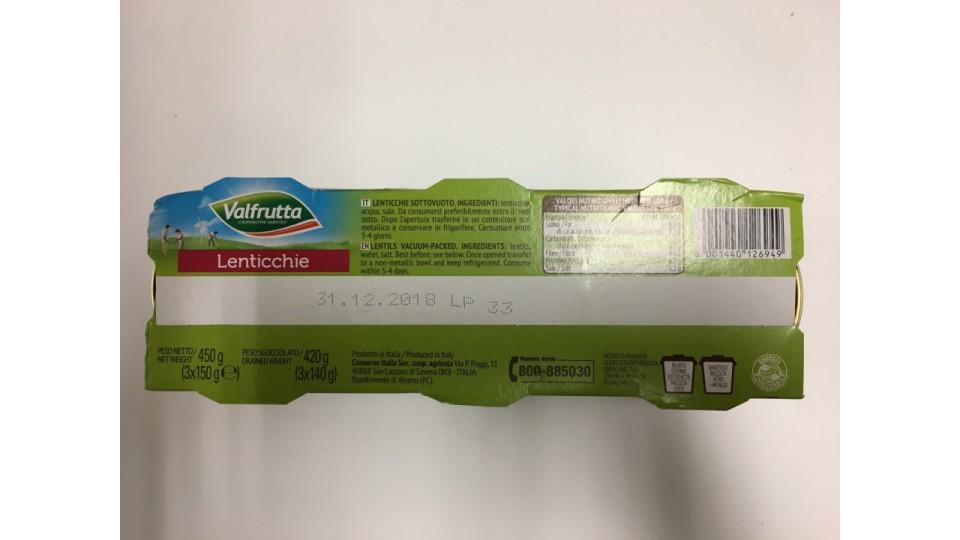 Valfrutta lenticchie vapore x3