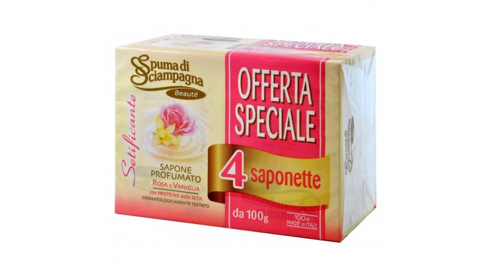 Spuma di Sciampagna saponette profumate rosa-vaniglia x4