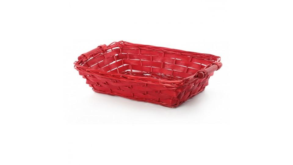 Cesto vimini rosso rettangolare medio/44x34x12 h.