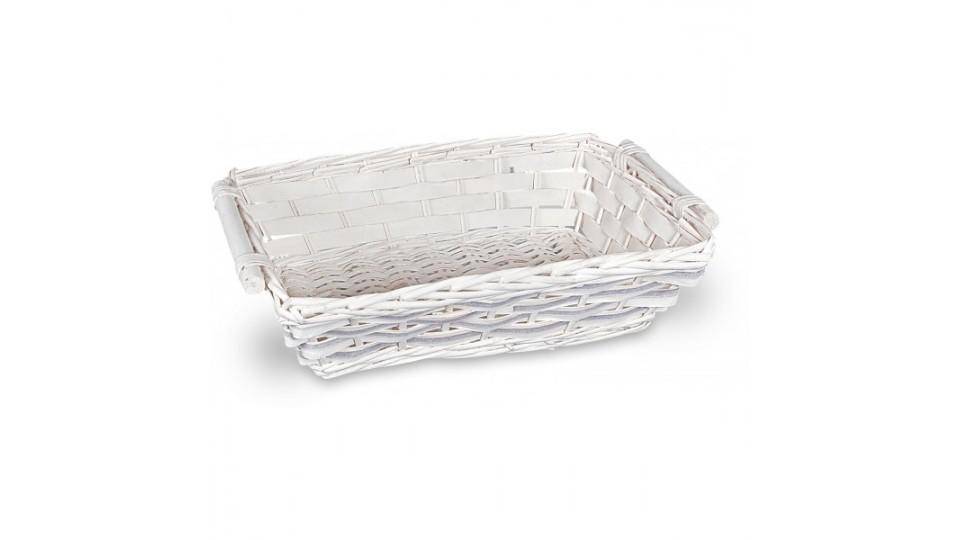 Cesto vimini righe grigio/bianco rettangolare medio/44x34x12 h.