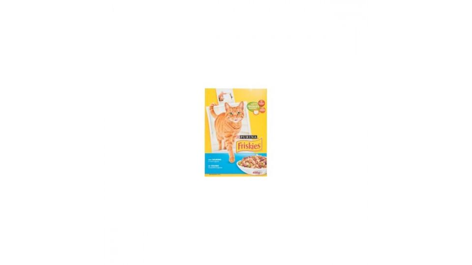 Frieskies Purina gatto crocchette adult con salmone e verdure scatola