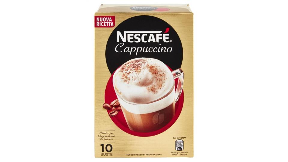 Nescafé Cappuccino Preparato Solubile in Polvere con Caffè e Latte 10 Buste, 10 Tazze