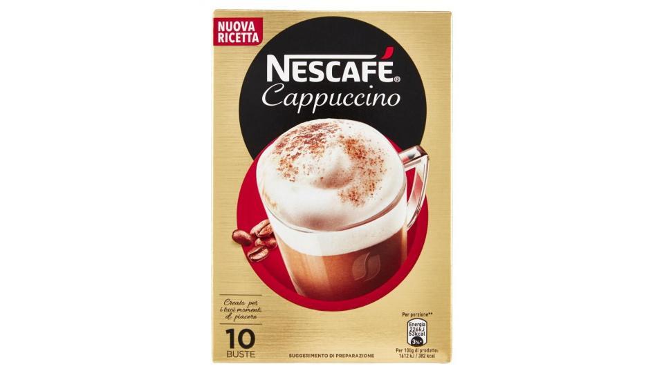Nescafé Cappuccino Preparato Solubile in Polvere con Caffè e Latte 10 Buste, 10 Tazze