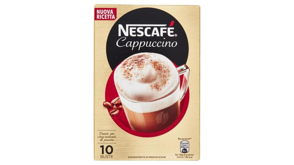 Nescafé Cappuccino Preparato Solubile in Polvere con Caffè e Latte 10 Buste, 10 Tazze