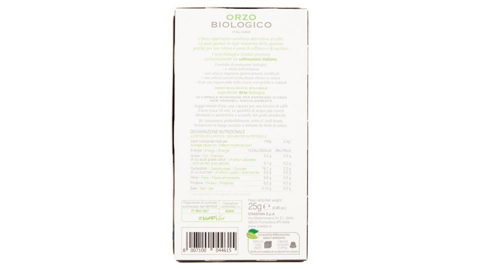 Crastan Orzo Biologico Italiano Capsule Compatibili Con Macchine Nespresso* 10 X