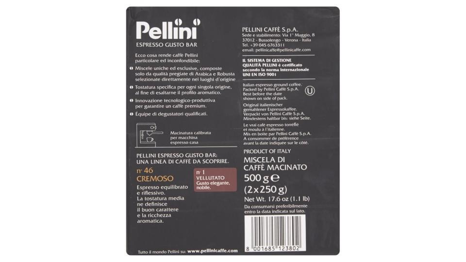 Pellini Espresso Gusto Bar N°46 Cremoso 2x250 G