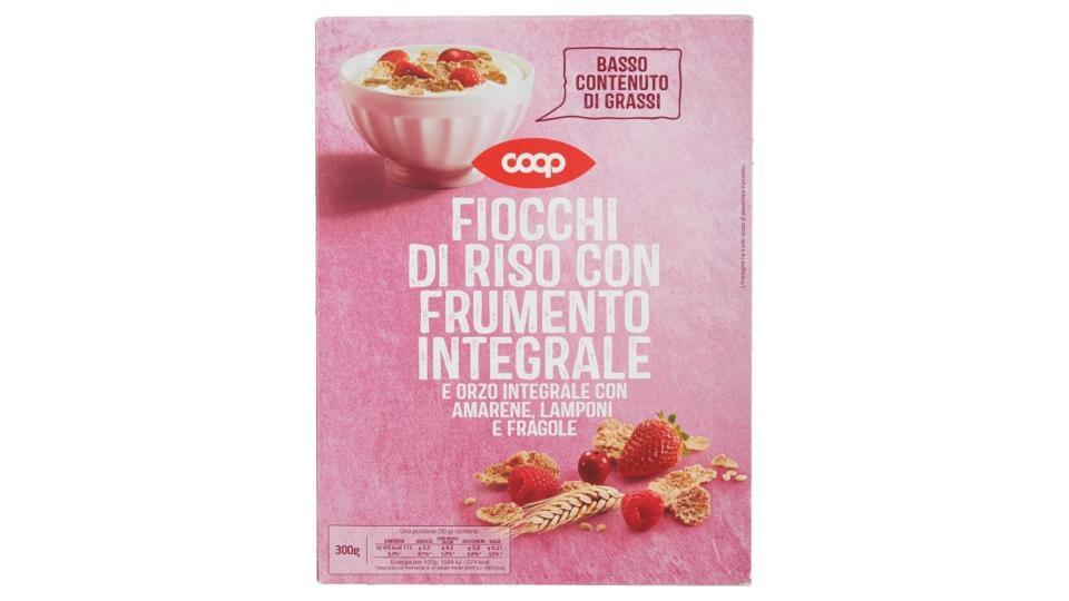 Fiocchi Di Riso Con Frumento Integrale E Orzo Integrale Con Amarene, Lamponi E Fragole