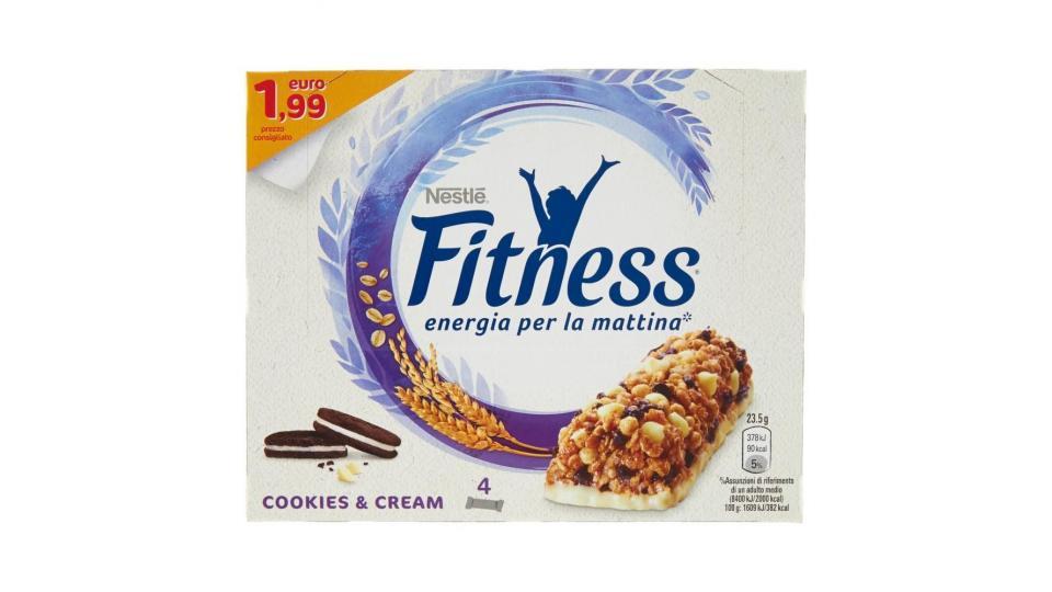 Fitness Cookies&cream Barretta Di Cereali Integrali, Biscotti Al Cacao E Cioccolato Bianco