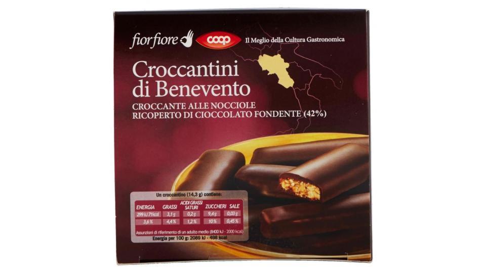 Croccantini Di Benevento Croccante Alle Nocciole Ricoperto Di Cioccolato Fondente (42%)