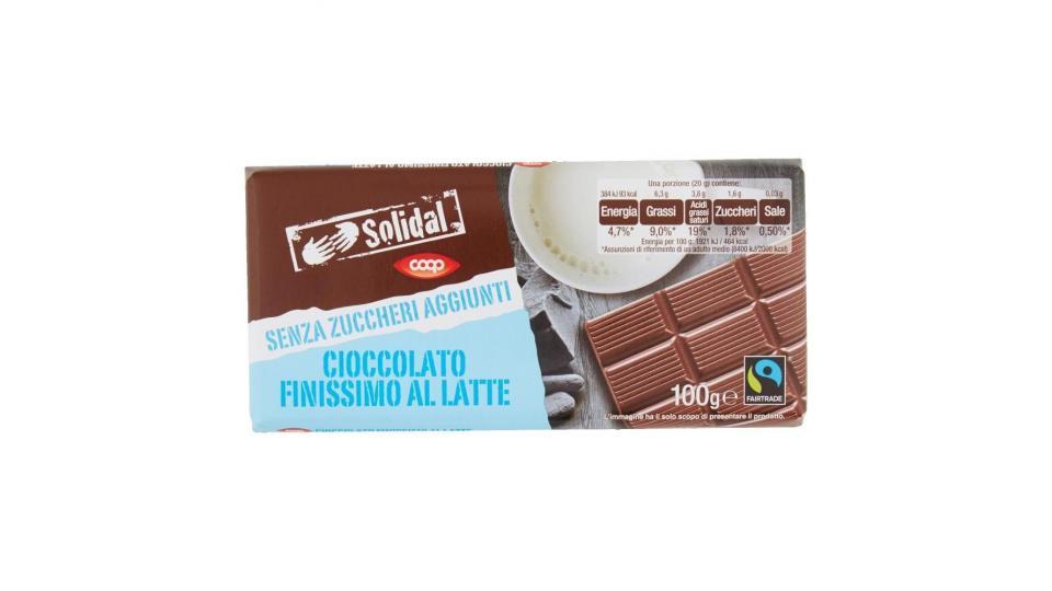 Cioccolato Finissimo Al Latte Senza Zuccheri Aggiunti