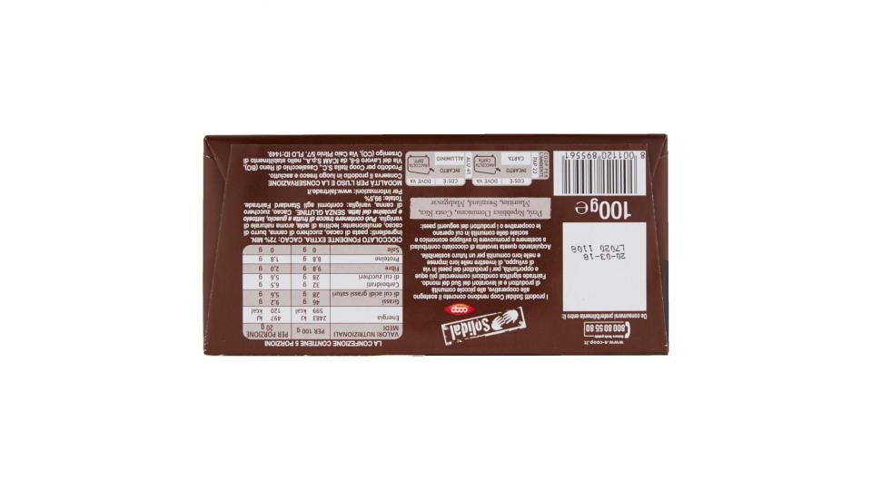 Cioccolato Fondente Extra Cacao: 72% Minimo