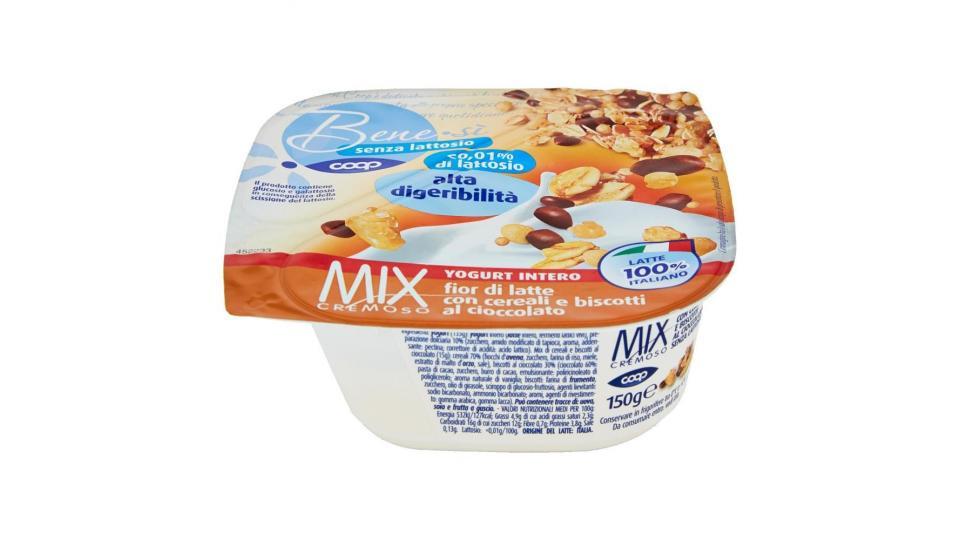 Senza Lattosio Mix Cremoso Yogurt Intero Fior Di Latte Con Cereali E Biscotti Al Cioccolato