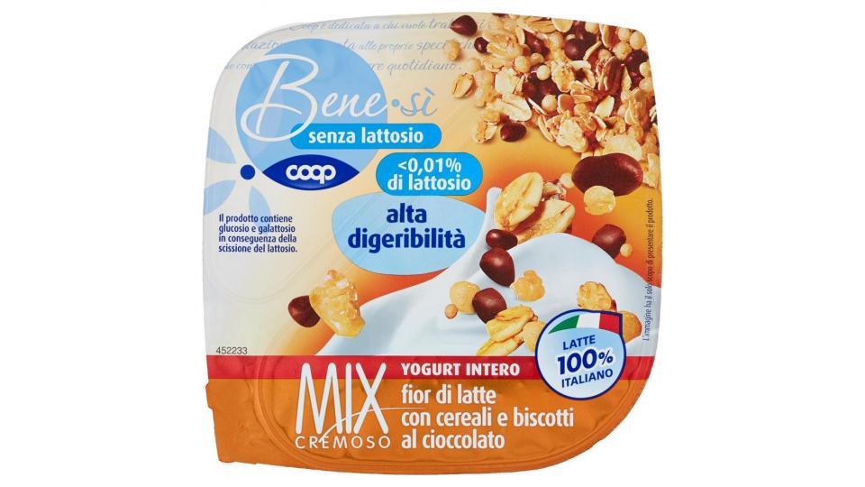 Senza Lattosio Mix Cremoso Yogurt Intero Fior Di Latte Con Cereali E Biscotti Al Cioccolato
