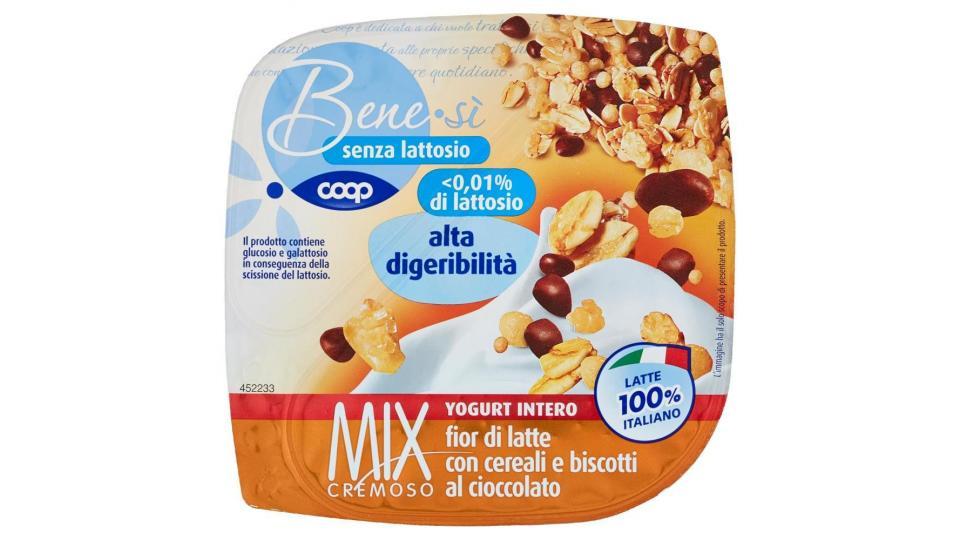 Senza Lattosio Mix Cremoso Yogurt Intero Fior Di Latte Con Cereali E Biscotti Al Cioccolato