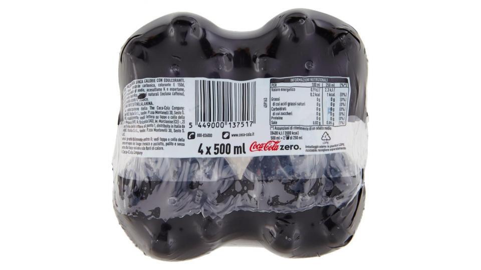 Coca-cola Zero Zuccheri Zero Calorie Bottiglia Di Plastica Da 500ml Confezione