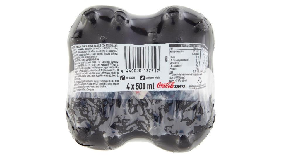 Coca-cola Zero Zuccheri Zero Calorie Bottiglia Di Plastica Da 500ml Confezione