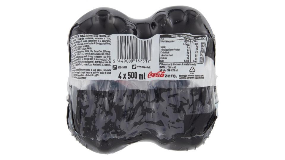 Coca-cola Zero Zuccheri Zero Calorie Bottiglia Di Plastica Da 500ml Confezione