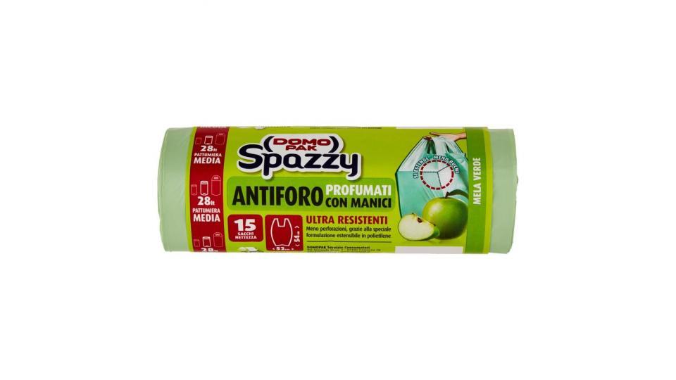 Domopak Spazzy Antiforo Profumati Con Manici - Mela Verde (28 Litri - 15 Sacchi Nettezza)
