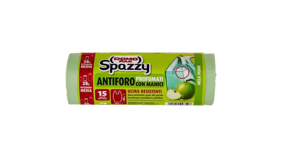 Domopak Spazzy Antiforo Profumati Con Manici - Mela Verde (28 Litri - 15 Sacchi Nettezza)