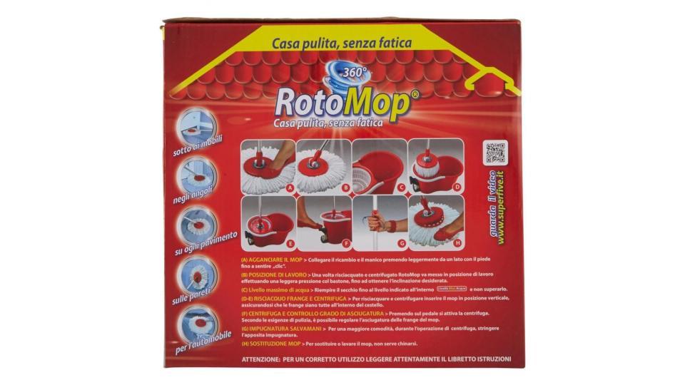 Super5 Rotomop Kit Secchio + Mop Con Frange In Microfibra 100%