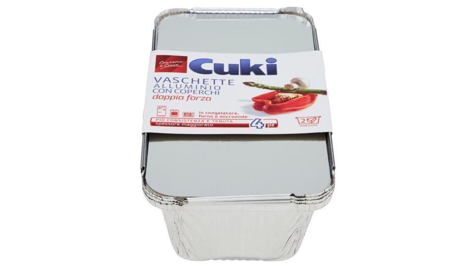 Cuki Conserva E Cuoce Vaschette Alluminio Con Coperchi 2 Porzioni - 4 Pz (r62)