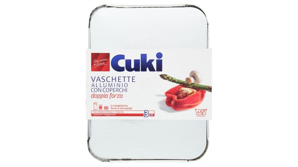 Cuki Conserva E Cuoce Vaschette Alluminio Con Coperchi 4porzioni - 3 Pz (r75)