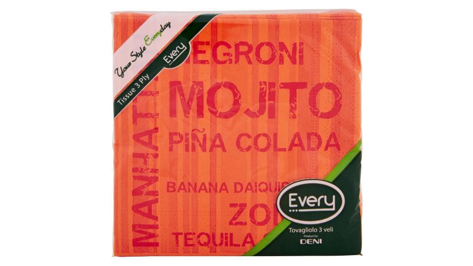 Every Tovagliolo 3 Veli 24x24 Cm Arancio