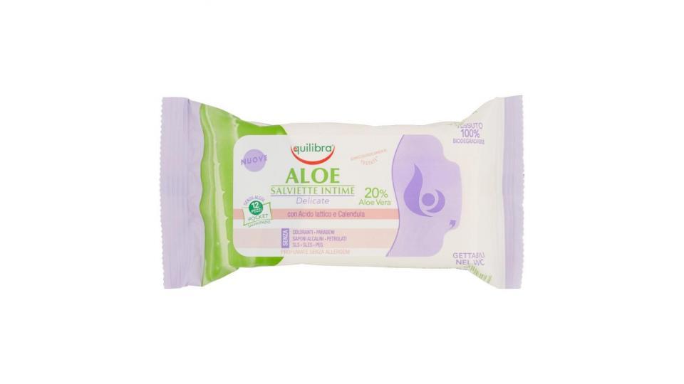 Equilibra Aloe Salviette Intime Delicate 12 Pezzi Pocket Salvaspazio