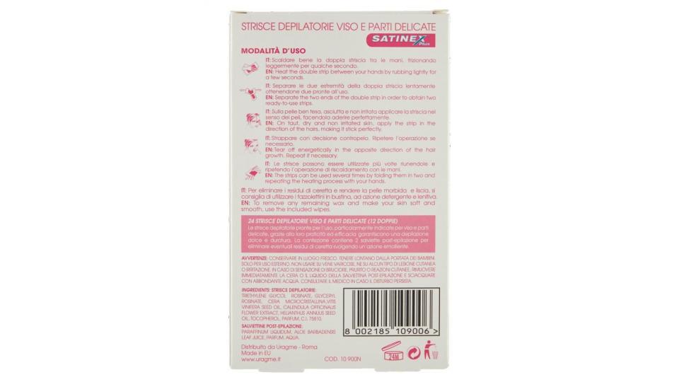 Satinex Plus Strisce Depilatorie Viso E Parti Delicate