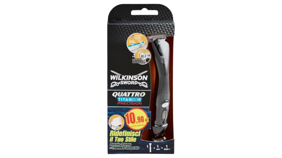 Wilkinson Sword Quattro Titanium Precision Rasoio 4 Lame + Trimmer Integrato