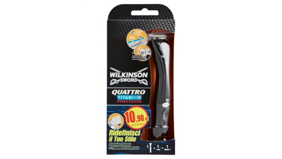 Wilkinson Sword Quattro Titanium Precision Rasoio 4 Lame + Trimmer Integrato