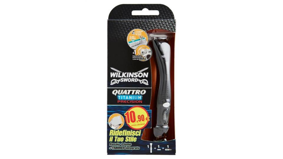 Wilkinson Sword Quattro Titanium Precision Rasoio 4 Lame + Trimmer Integrato