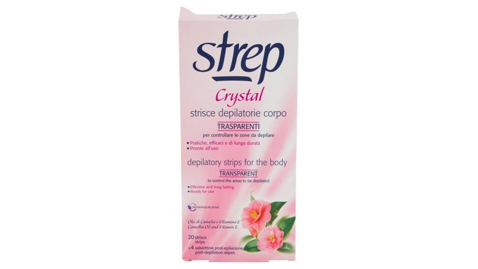 Strep Crystal Strisce Depilatorie Corpo Trasparenti 20 Strisce + 4 Salviettine Post-epilazione