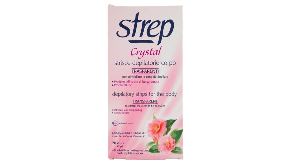 Strep Crystal Strisce Depilatorie Corpo Trasparenti 20 Strisce + 4 Salviettine Post-epilazione