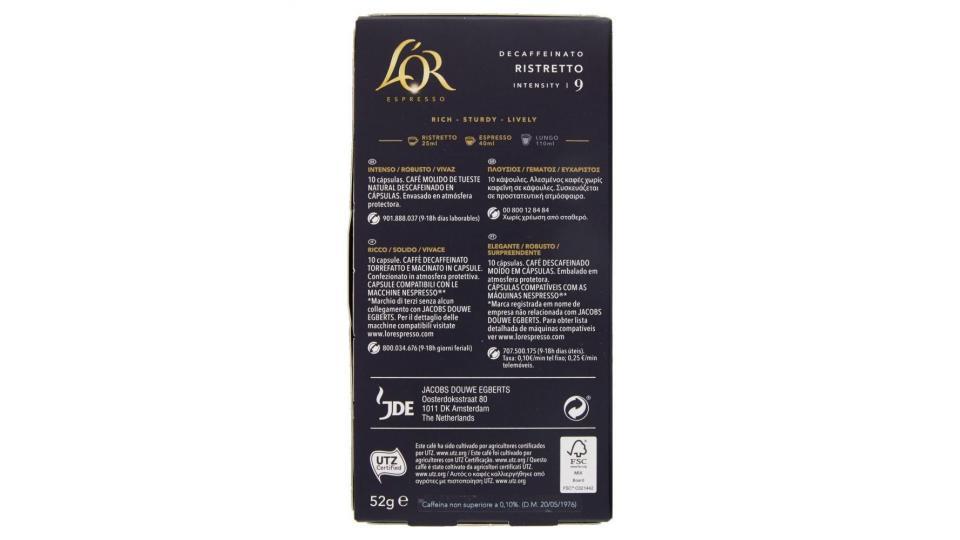 L'or Espresso Decaffeinato Ristretto 9 10 Capsule