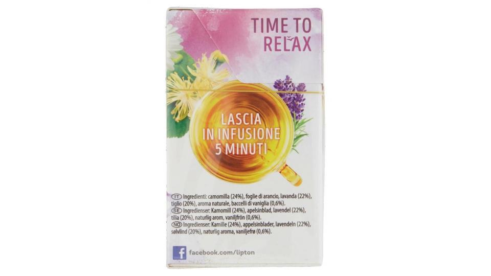 Lipton Time To Relax Con Camomilla, Lavanda, Tiglio E Vaniglia