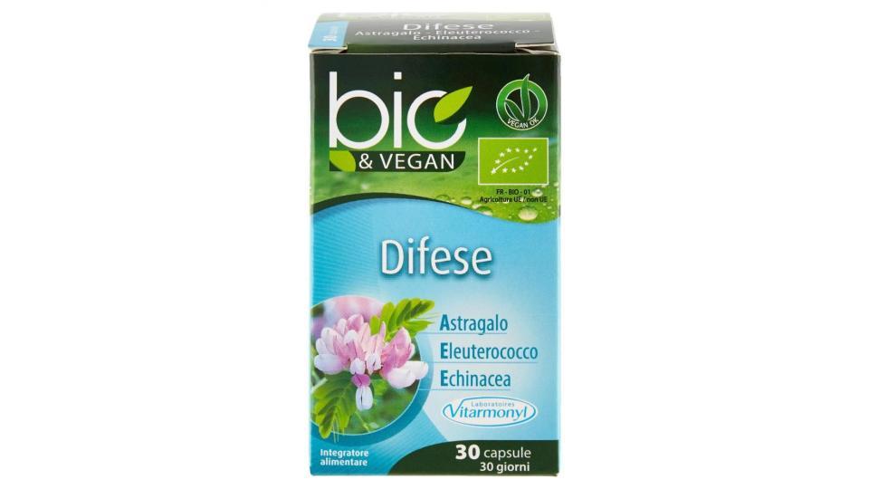 Bio&vegan Difese Astragalo - Eleuterococco - Echinacea 30 Capsule