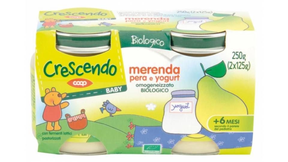 Merenda Pera E Yogurt Omogeneizzato Biologico