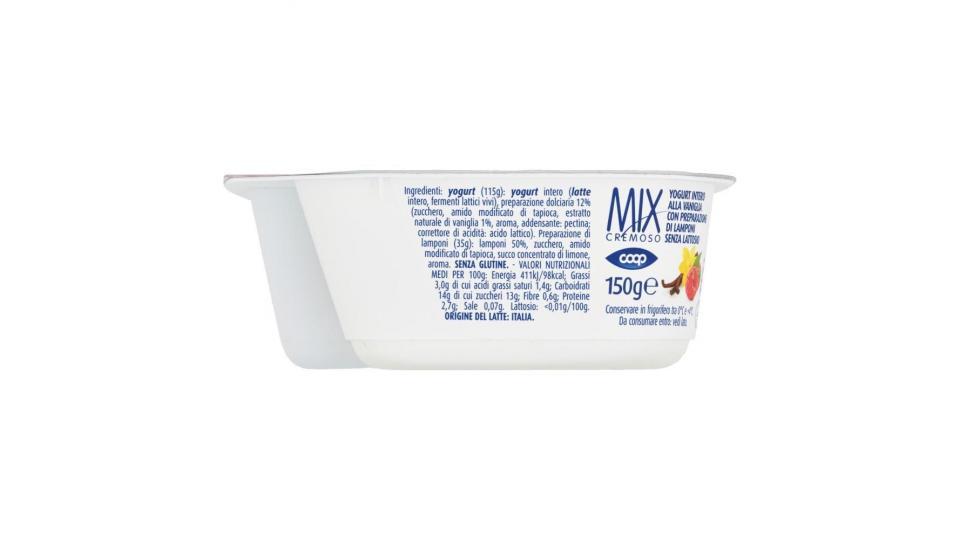 Senza Lattosio Mix Cremoso Yogurt Intero Alla Vaniglia Con Preparazione Di Lamponi